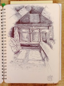 2023 - Představa, vzpomínka na chatu, pero, 20 x 15 cm